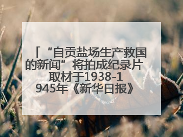 “自贡盐场生产救国的新闻”将拍成纪录片 取材于1938-1945年《新华日报》的连续报道