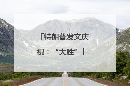 特朗普发文庆祝：“大胜”