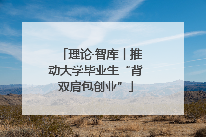 理论·智库丨推动大学毕业生“背双肩包创业”