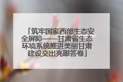 筑牢国家西部生态安全屏障——甘肃省生态环境系统推进美丽甘肃建设交出亮眼答卷