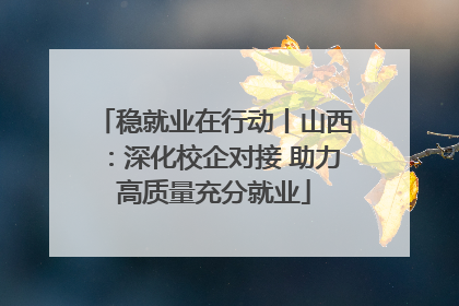 稳就业在行动丨山西：深化校企对接 助力高质量充分就业