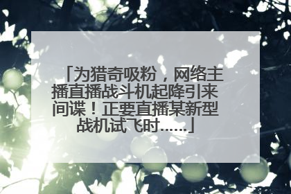 为猎奇吸粉，网络主播直播战斗机起降引来间谍！正要直播某新型战机试飞时……