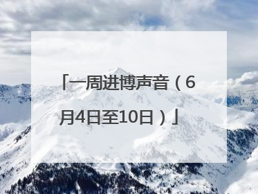一周进博声音（6月4日至10日）