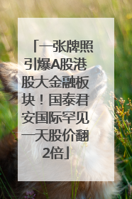 一张牌照引爆A股港股大金融板块！国泰君安国际罕见一天股价翻2倍