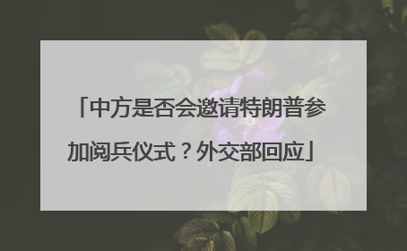 中方是否会邀请特朗普参加阅兵仪式？外交部回应