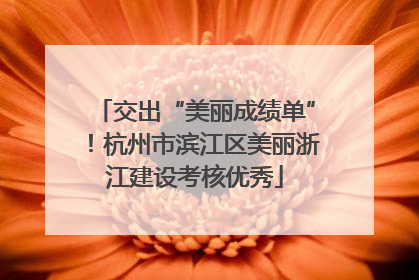 交出“美丽成绩单”！杭州市滨江区美丽浙江建设考核优秀