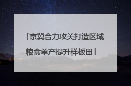 京冀合力攻关打造区域粮食单产提升样板田