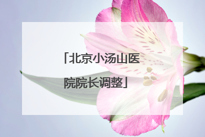 北京小汤山医院院长调整