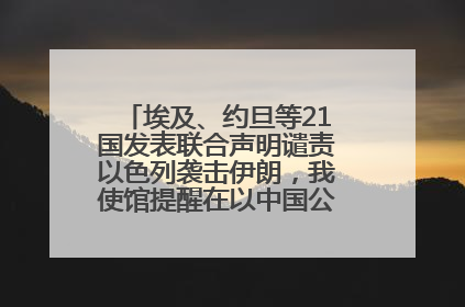 埃及、约旦等21国发表联合声明谴责以色列袭击伊朗，我使馆提醒在以中国公民尽快陆路离境