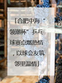 合肥中海“领潮杯”乒乓球赛点燃热情，以球会友筑邻里温情