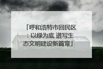 呼和浩特市回民区：以绿为底 谱写生态文明建设新篇章
