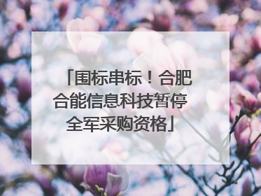 围标串标！合肥合能信息科技暂停全军采购资格