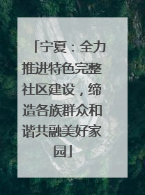 宁夏：全力推进特色完整社区建设，缔造各族群众和谐共融美好家园
