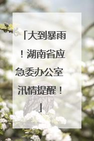 大到暴雨！湖南省应急委办公室汛情提醒！