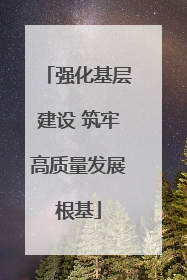 强化基层建设 筑牢高质量发展根基
