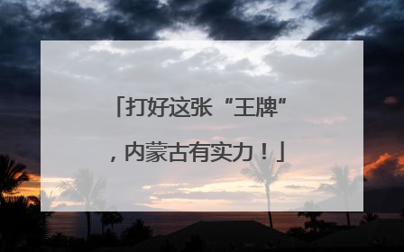 打好这张“王牌”，内蒙古有实力！