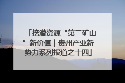 挖潜资源“第二矿山”新价值｜贵州产业新势力系列报道之十四