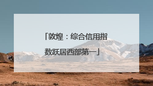 敦煌：综合信用指数跃居西部第一
