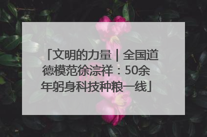 文明的力量｜全国道德模范徐淙祥：50余年躬身科技种粮一线