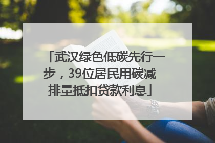武汉绿色低碳先行一步，39位居民用碳减排量抵扣贷款利息