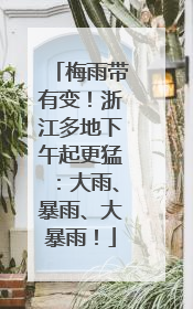 梅雨带有变！浙江多地下午起更猛：大雨、暴雨、大暴雨！