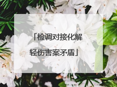 检调对接化解轻伤害案矛盾