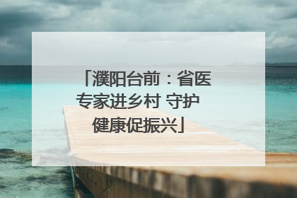濮阳台前：省医专家进乡村 守护健康促振兴