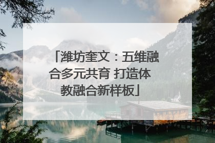 潍坊奎文：五维融合多元共育 打造体教融合新样板