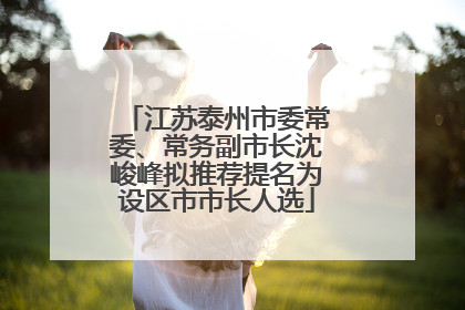 江苏泰州市委常委、常务副市长沈峻峰拟推荐提名为设区市市长人选