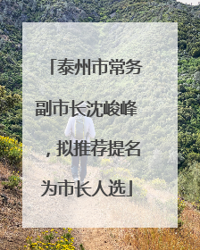 泰州市常务副市长沈峻峰，拟推荐提名为市长人选