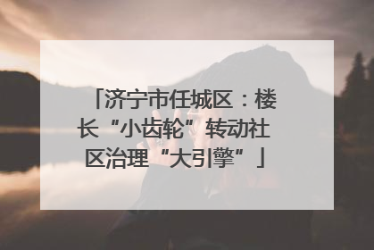 济宁市任城区：楼长“小齿轮”转动社区治理“大引擎”