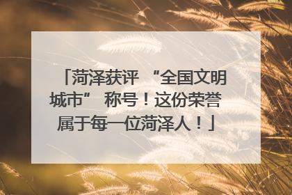 菏泽获评 “全国文明城市” 称号！这份荣誉属于每一位菏泽人！