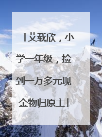 艾载欣，小学一年级，捡到一万多元现金物归原主
