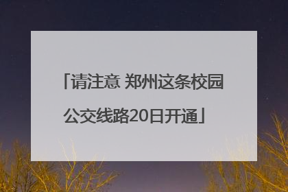 请注意 郑州这条校园公交线路20日开通