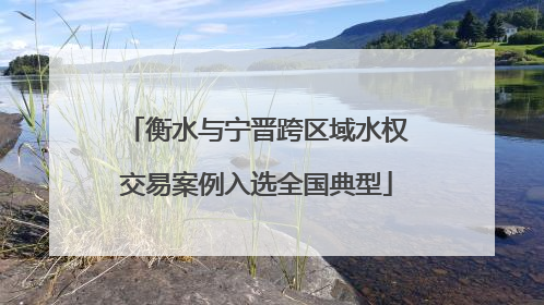 衡水与宁晋跨区域水权交易案例入选全国典型