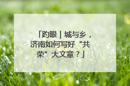 趵眼｜城与乡，济南如何写好“共荣”大文章？