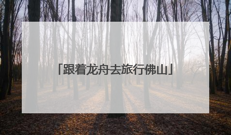 跟着龙舟去旅行佛山
