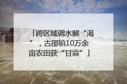 跨区域调水解“渴”，古邵镇10万余亩农田获“甘霖”
