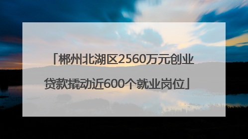 郴州北湖区2560万元创业贷款撬动近600个就业岗位