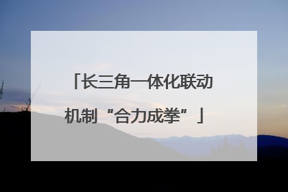 长三角一体化联动机制“合力成拳”