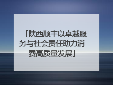 陕西顺丰以卓越服务与社会责任助力消费高质量发展