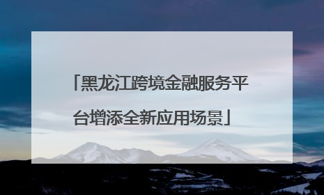 黑龙江跨境金融服务平台增添全新应用场景