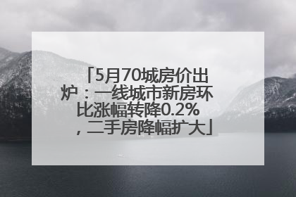 5月70城房价出炉：一线城市新房环比涨幅转降0.2%，二手房降幅扩大
